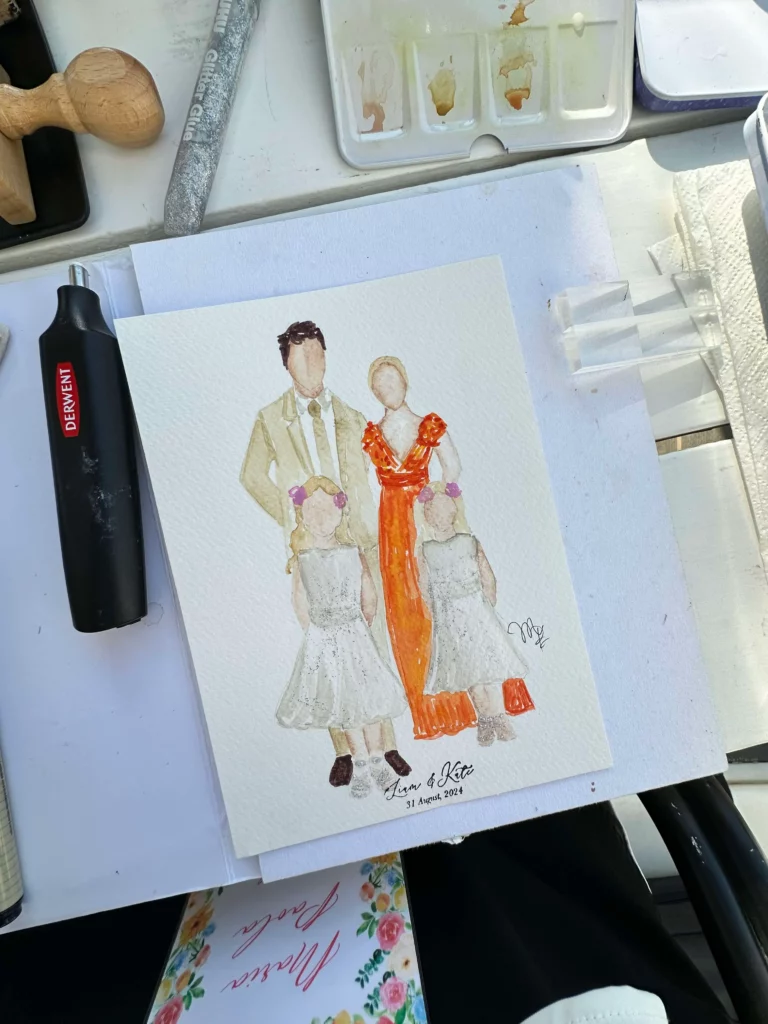 live wedding painting santorini